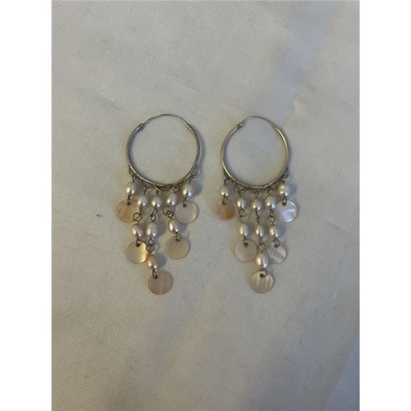 PAIR OF STERLING SILVER W/ DANGLING GENUINE PEARL EARRINGS