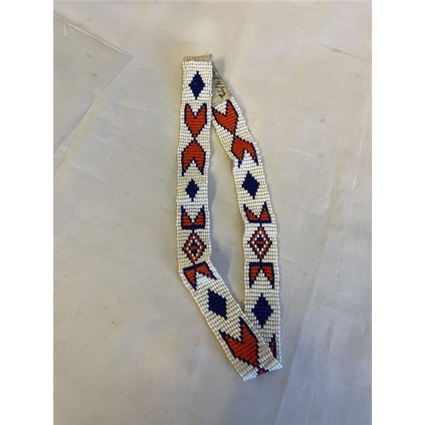 FIRST NATION CHEIF BEADWORK NECKLACE MARKED HERMAN JONE 4/72 STANDING READY