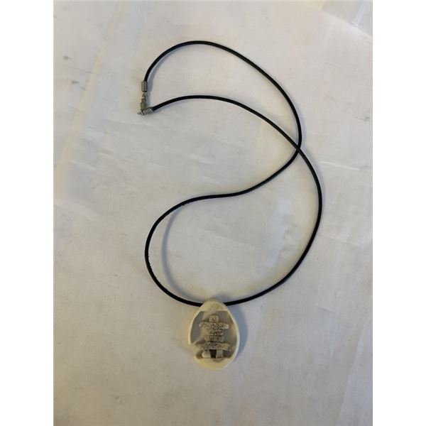 HAND CARVED ANTLER PENDANT W/ BLACK CORD NECKLACE