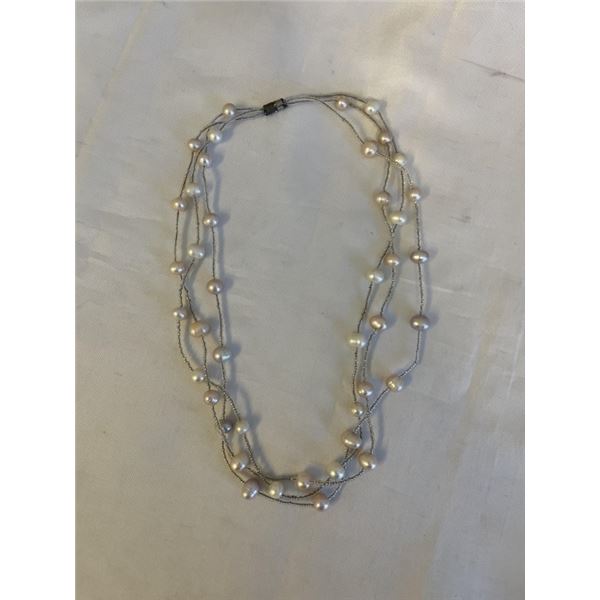 TRIPLE STRAND GENUINE PEARLS NECKLACE