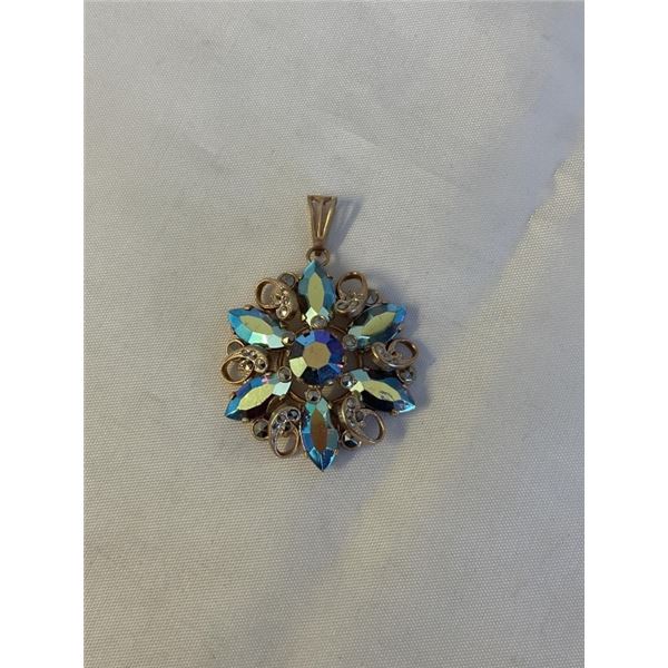 VINTAGE GOLD PLATED W/ BOREALIS RHINESTONES PENDANT