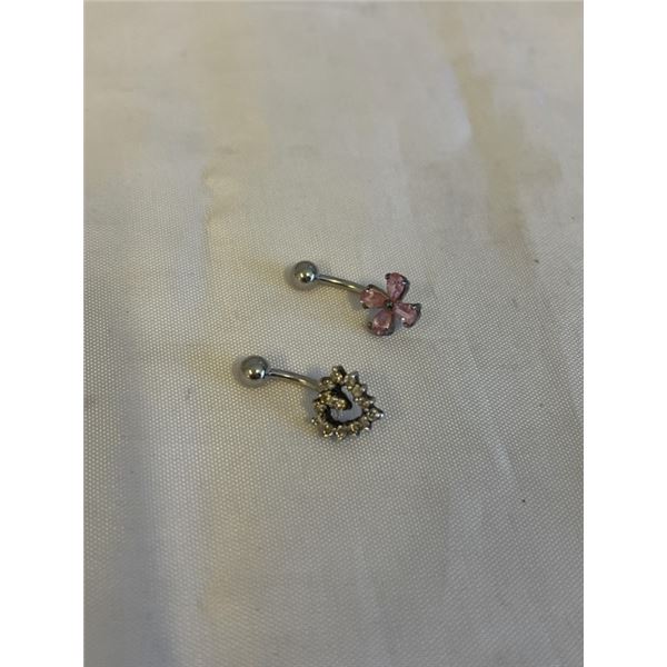 PAIR OF STERLING SILVER BELLY BUTTON RINGS MARKED 925