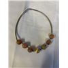 Image 1 : VINTAGE SILVER TONE W/ AGATE STONE BEADS CHOKER NECKLACE
