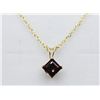 Image 1 : 14KT YELLOW GOLD NATURAL GARNET PENDANT WITH GOLD PLATED STERLING SILVER CHAIN, RETAIL $400.00. GARN