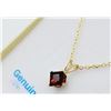 Image 3 : 14KT YELLOW GOLD NATURAL GARNET PENDANT WITH GOLD PLATED STERLING SILVER CHAIN, RETAIL $400.00. GARN