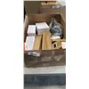 Image 1 : BOX OF NEW AMAZON ITEMS - INK CARTRIDGES, CAR ADAPTERS, SPEAKER GRILL, ETC