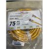 Image 2 : AS NEW 75FT YELLOW  INDOOR OUTDOOR HEAVY DUTY LIGHTED 3 WIRE GROUNDED EXTENSION CORD 10AWG