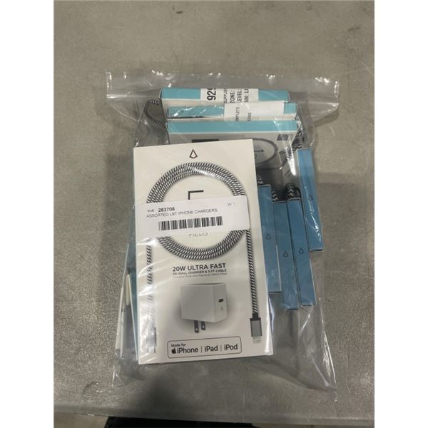 ASSORTED LBT IPHONE CHARGERS, ADPTORS CORDS ETC