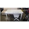Image 1 : SOLID WOOD WHITE TABLE AND ROLLING CHAIR