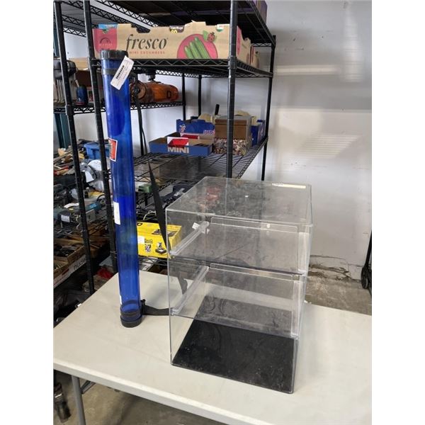 ACRYLIC THREE-TIER DISPLAY CASE AND ACRYLIC TUBE WITH STRAP