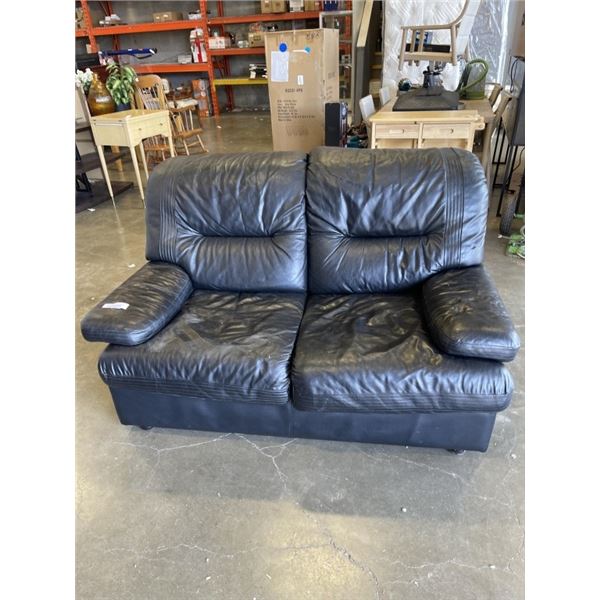 "WILMA" MADE IN ITALY BLACK LEATHER SOFA