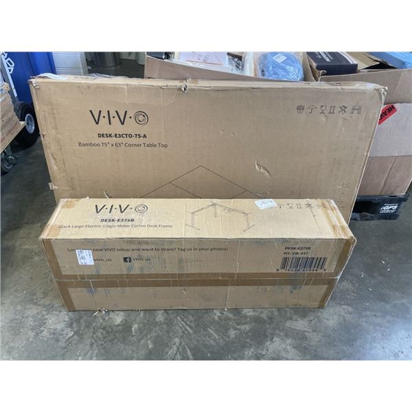 VIVO BAMBOO 75X63 INCH CORNER ELECTRIC SIT TO STAND DESK WITH BLACK LARGE ELECTRIC SINGLE MOTOR CORN
