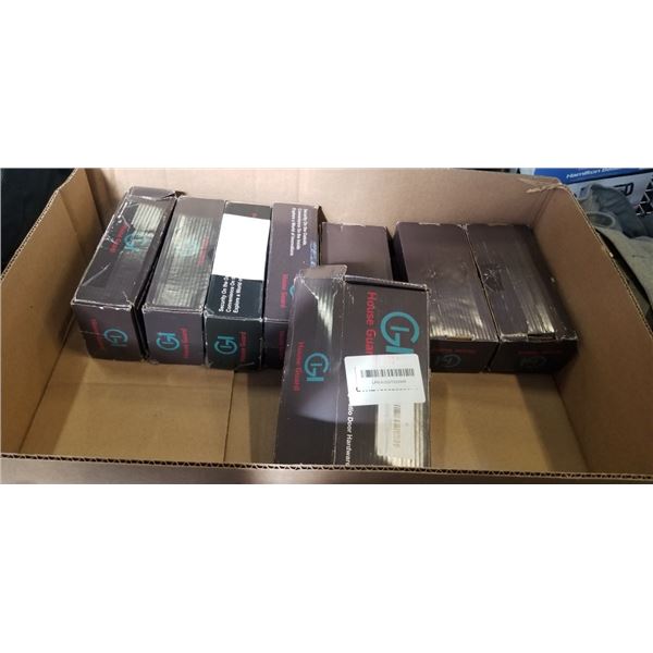 8 ASSORTED NEW PATIO SLIDING DOOR HANDLE HARDWARE KITS, ASSORTED MODELS AND COLORS