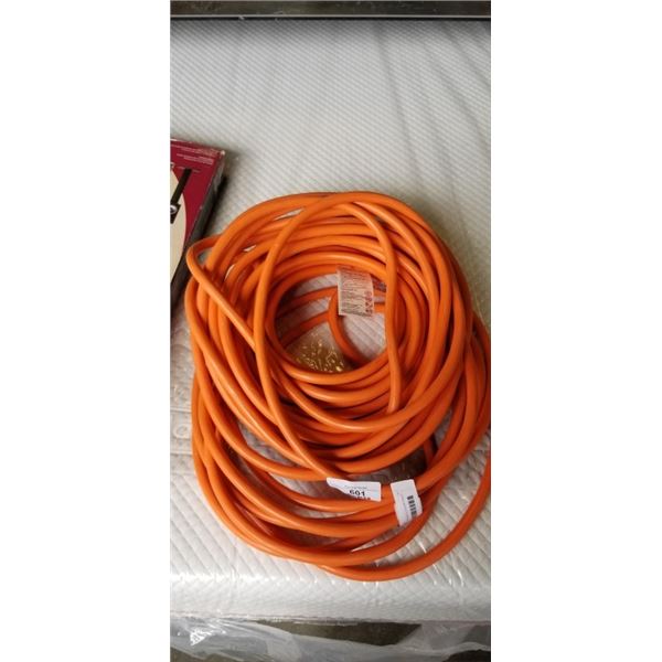 AS NEW 100FT INDOOR OUTDOOR HEAVY DUTY LIGHTED 3 WIRE GROUNDED EXTENSION CORD,ORANGE, 10AWG