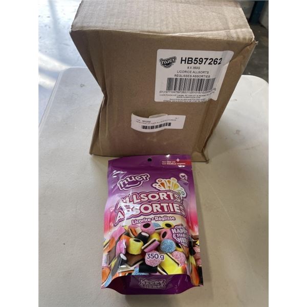 NEW CASE OF HUER ALL SORTS LICORICE CANDY, 6 350G BAGS, BB 2026/OC/15