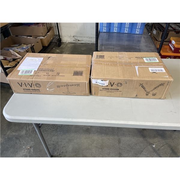 2 VIVO DUAL MONITOR DESK STANDS - 1 FIXED, 1 PNEUMATIC