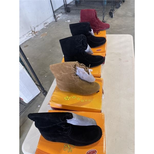 5 NEW PAIRS OF LADIES BOOTS, SIZES 5.5 - 9