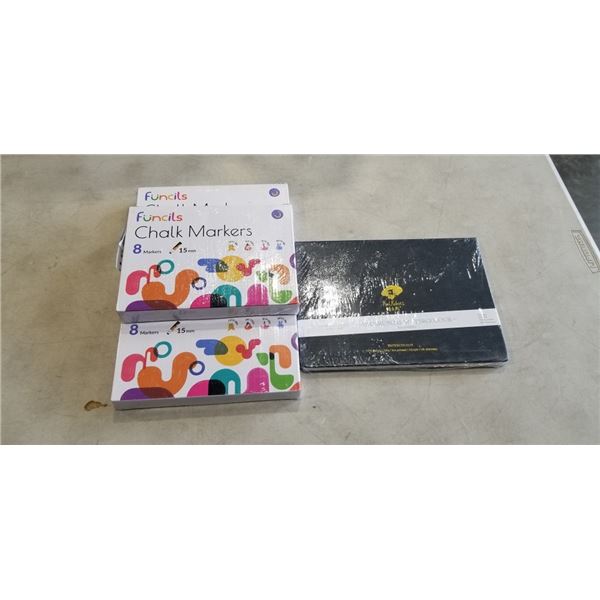 NEW WATER COLOUR HOT PRESS AND 3 NEW CHALK MARKER 8 MARKERS PER BOX