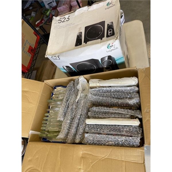 SONY BLUERAY DISC PLAYER AND LOGITECH BOOKSEHLF SPEAKERS AND SUB