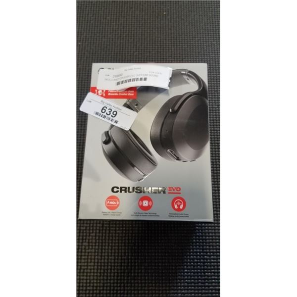 SKULLCANDY CRUSHER EVO OVER EAR SOUND ISOLATING WIRELESS HEADPHONES W/ MIC - TESTED WORKING, RETAIL 