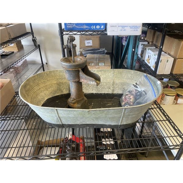 ANTIQUE WATER PUMP FOUNTAIN WITH GLAVANIZED TUB