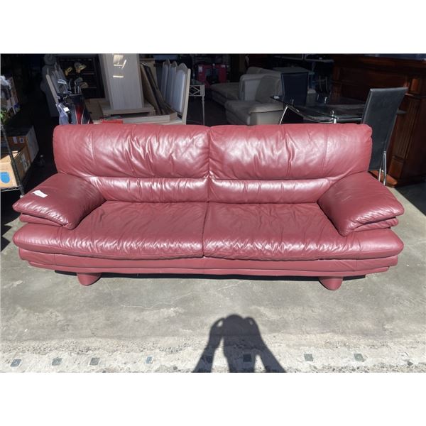 BURGUNDY LEATHER SOFA, GOOD CONDITION