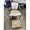 Image 1 : ANTIQUE CHAIR W/ FOOT STOOL
