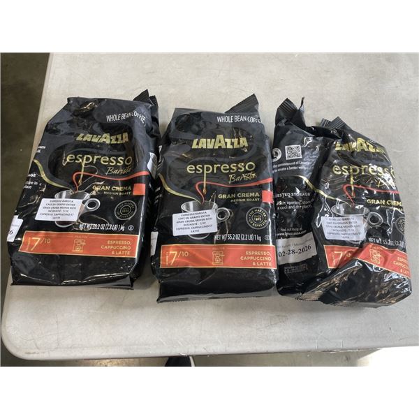3 NEW BAGS OF LAVAZZA ESPRESSO BARISTA GRAN CREMA MEDIUM ROAST 1 KG BAG EACH
