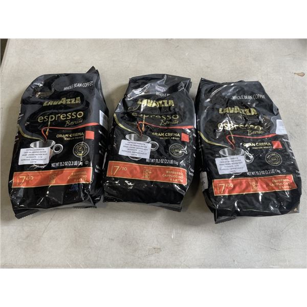 3 NEW BAGS OF LAVAZZA ESPRESSO BARISTA GRAN CREMA MEDIUM ROAST 1 KG BAG EACH