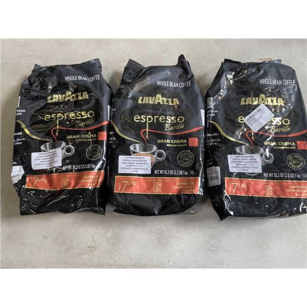 3 NEW BAGS OF LAVAZZA ESPRESSO BARISTA GRAN CREMA MEDIUM ROAST 1 KG BAG EACH