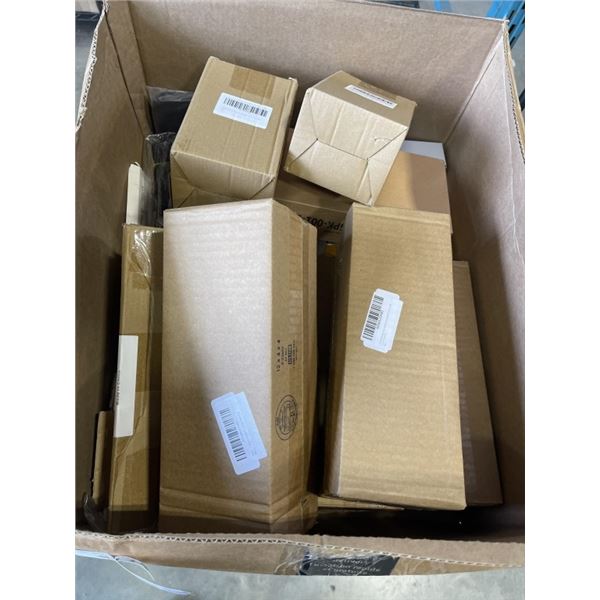 BOX OF NEW AMAZON ITEMS - GRILL COVERS, ACRYLIC RISERS, SAFETY RISERS, ETC