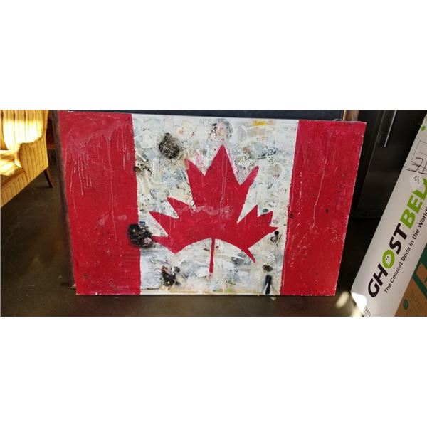 MASSIVE CANADIAN FLAG ART WORK ON CANVAS, 60X40 INCH