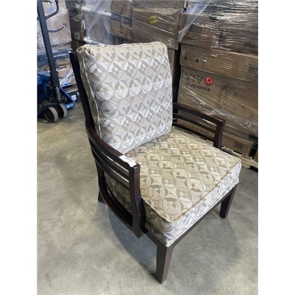 WOOD PILLOW BACK ACENT CHAIR