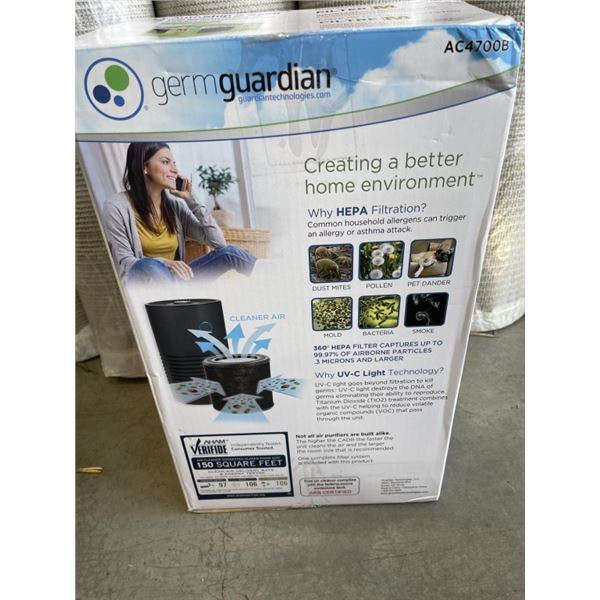 GERM GUARDIAN TABLE TOP AIR PURIFIER W/ HEPA FILTER - TESTED WORKING, RETAIL $139