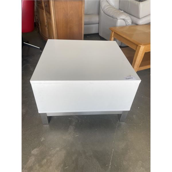 WHITE COFFEE TABLE W/ OPEN SHELF