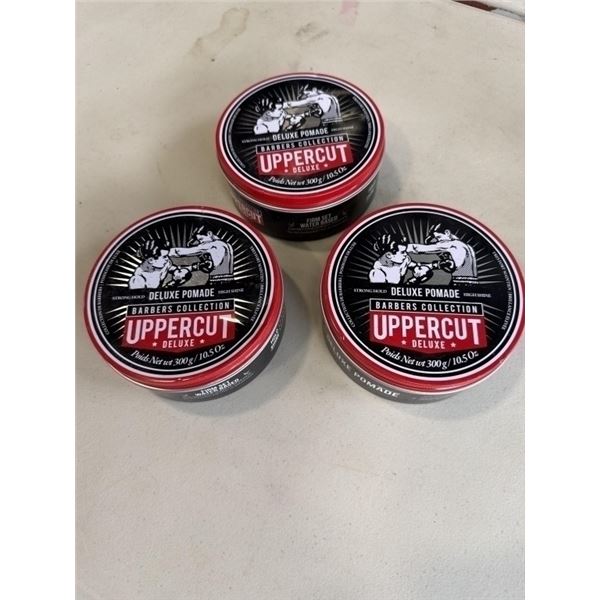 $210 RETAIL 3 NEW UPPERCUT DELUXE POMADESTRONG HOLD HIGH SHINE 300G / 10.5 OZ TINS RETAIL $70 EACH, 