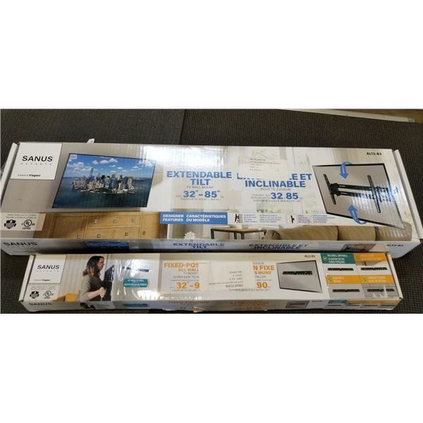 2 SANUS TV WLAL MOUNTS  - 32-85" EXTENDABLE TIL AND 32-90" FIXED