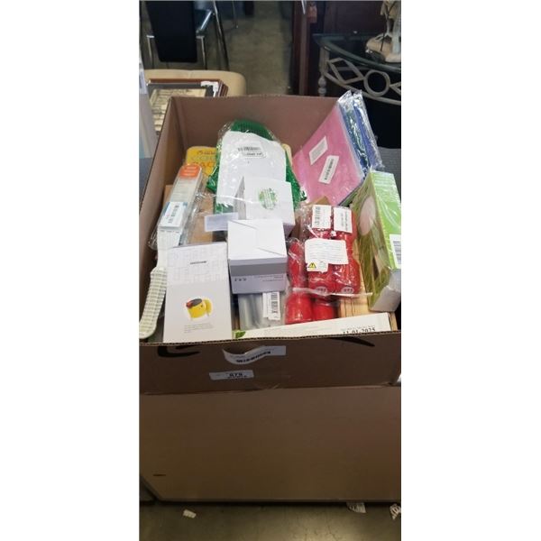 LARGE LOT OF ASSORTED NEW AMAZON OVERSTOCK KITCHEN AND HOUSEHOLD ITEMS