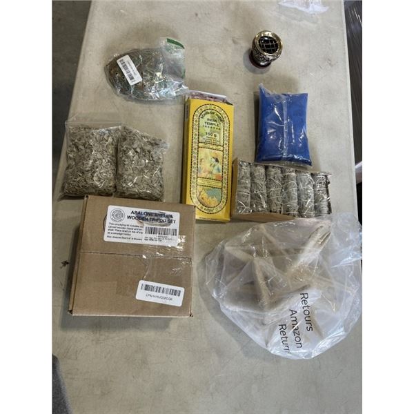 LOT OF 2 ABALONE SHELLS AND STARFISH WITH  INCENCES AND SMUDGING STICKS