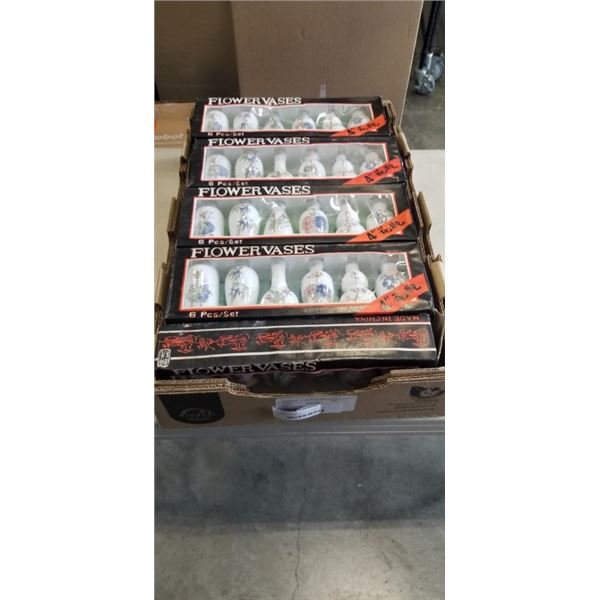 TRAY OF NEW MINI PORCELAIN VASES