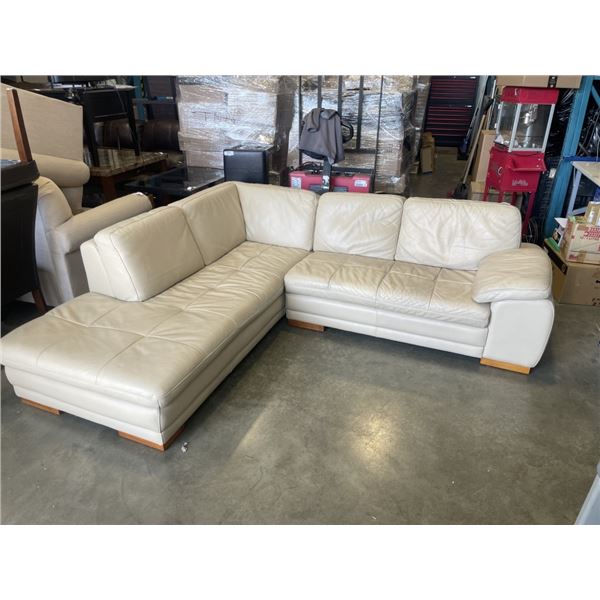 2PC BEIGE LEATHER SECTIONAL