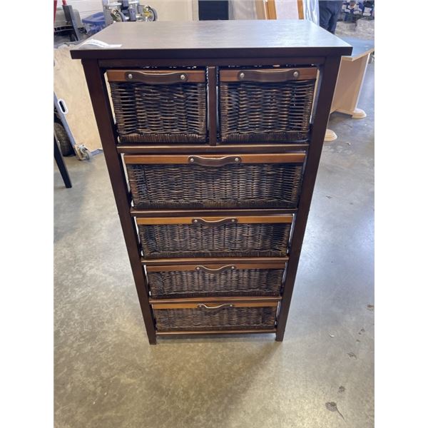 6 DRAWER STORAGE ORGANIZER WITH RATTAN BASKETS
