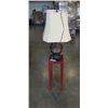 Image 1 : ANTIQUE INLAID METAL LAMP AND SMALL MIRROR TOP TABLE