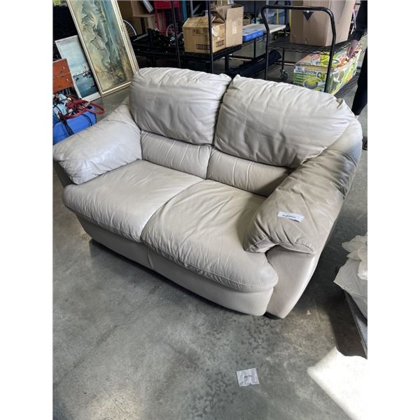 LIGHT BEIGE LEATHER LOVE SEAT