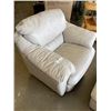 Image 2 : LIGHT BEIGE LEATHER CHAIR AND OTTOMAN