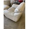 Image 4 : LIGHT BEIGE LEATHER CHAIR AND OTTOMAN