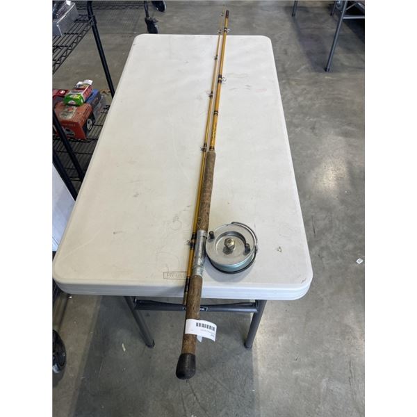 VINTAGE HARDY REEL AND 2PC FIBERGLASS ROD