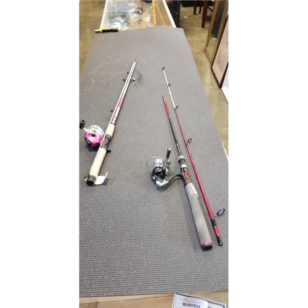 2 SPIN CAST RODS AND REELS