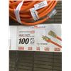 Image 2 : AS NEW 100FT INDOOR OUTDOOR HEAVY DUTY LIGHTED 3 WIRE GROUNDED EXTENSION CORD,ORANGE, 10AWG