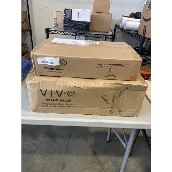VIVO DUAL MONITOR DESK STAND AND VIVO DUAL PNEUMATIC ULTRAWIDE AND TALL DESK MOUNT